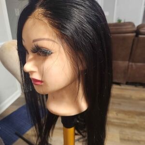 Pre-plucked Pre-styled 22 inch Sleek Black Women's Human Hair Wig